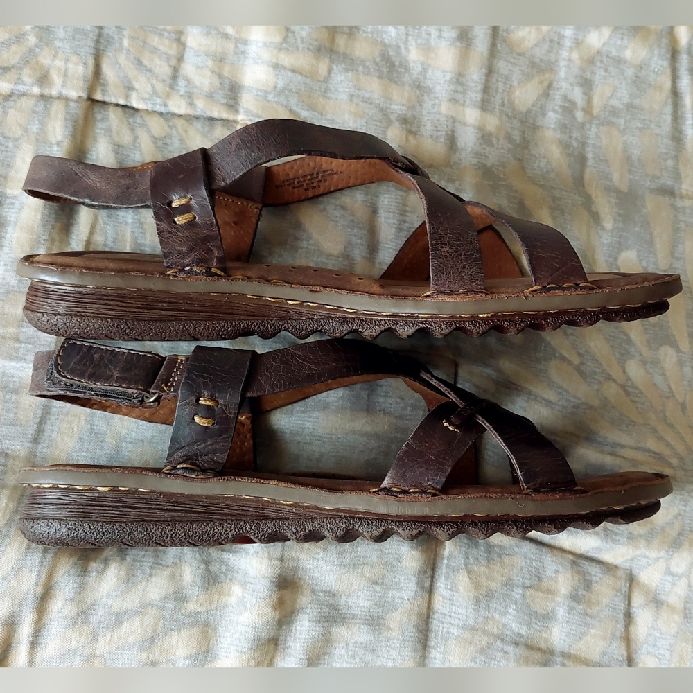 New Born Dark Brown Leather Strappy Sandals Size 7 - Picture 6 of 13
